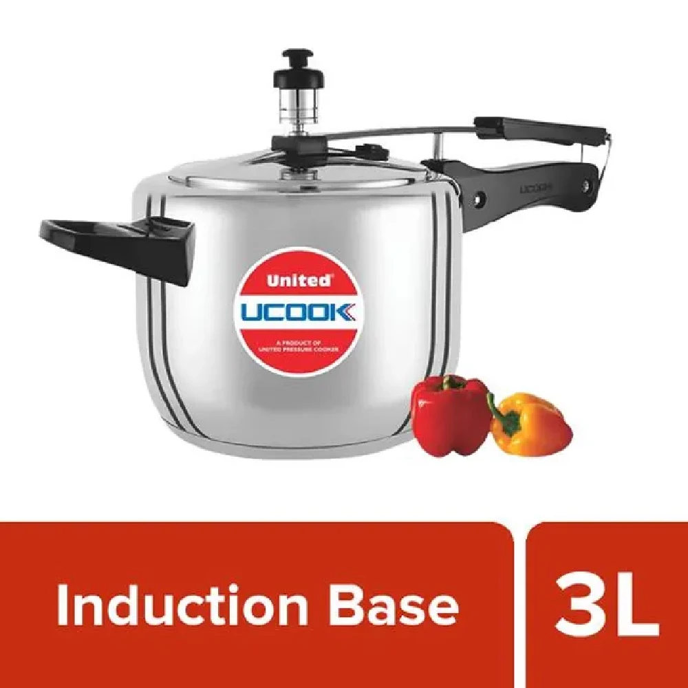 United Aluminium Inner Lid Pressure Cooker Induction Base 3 L